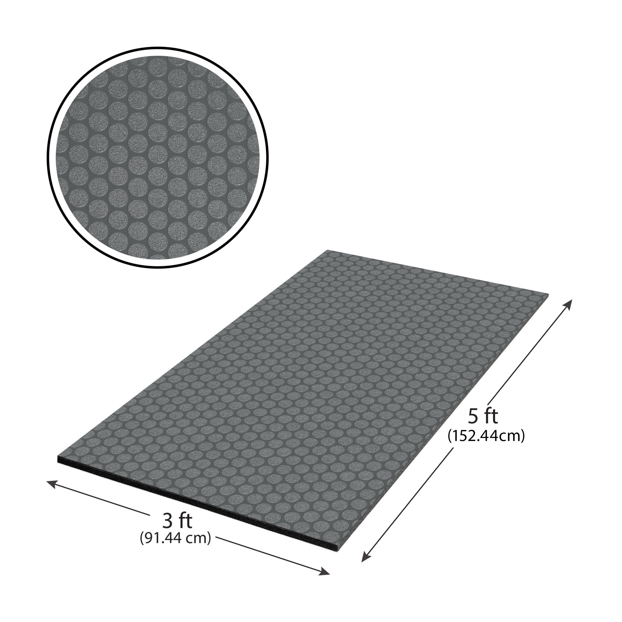 G-Floor Cushioned  Small Coin 3' x 5' - Slate Grey - Durable, Easy to Clean - AF58SC35SG